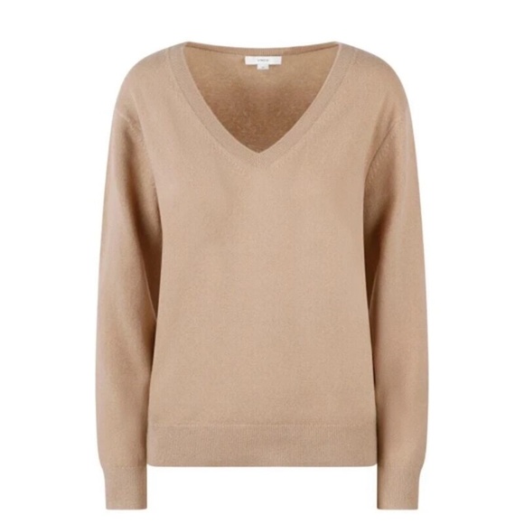 $348 Unworn Vince Weekend Cashmere V-Neck Sweater in Camel - Picture 4 of 10